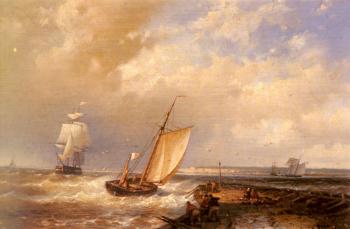 亞伯拉罕 衚尅 二世 A Dutch Pink Heading Out To Sea, With Shipping Beyond 亞伯拉罕 衚尅 二世 A Dutch Pink Heading Out To Sea, With Shipping Beyond
